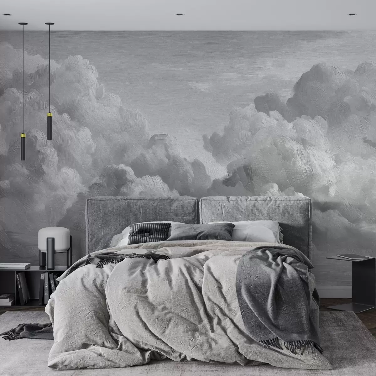 wall murals Monochrome textured cloud formation w04550v3