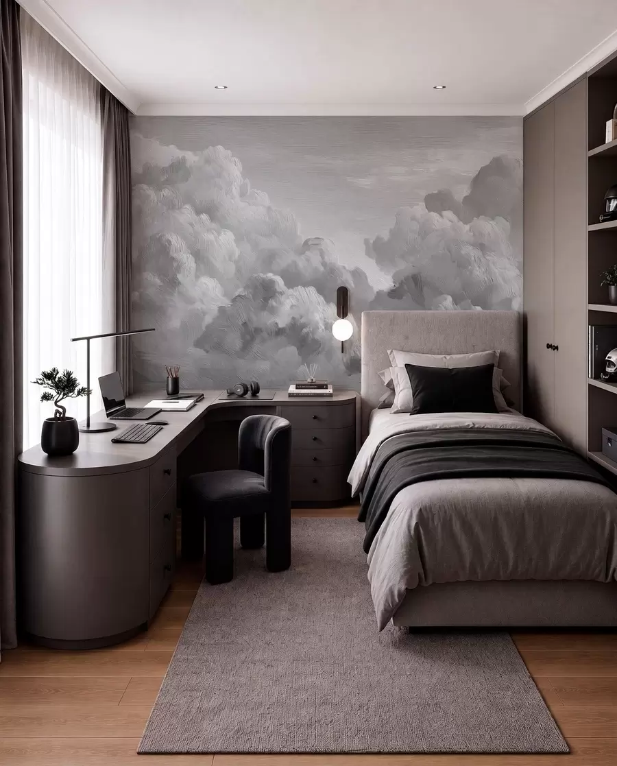 wall murals Monochrome textured cloud formation w04550v3