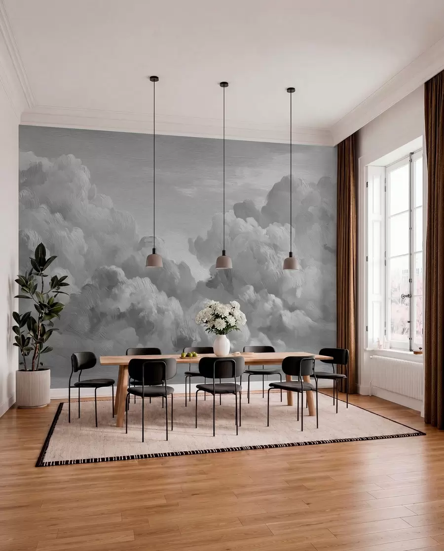 wall murals Monochrome textured cloud formation w04550v3