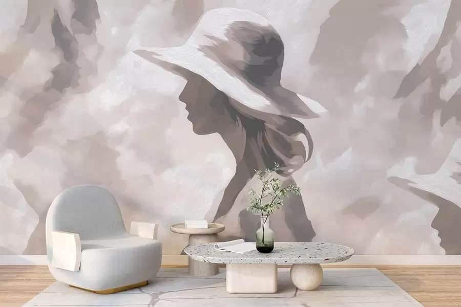 wall murals Girl in a hat w04561