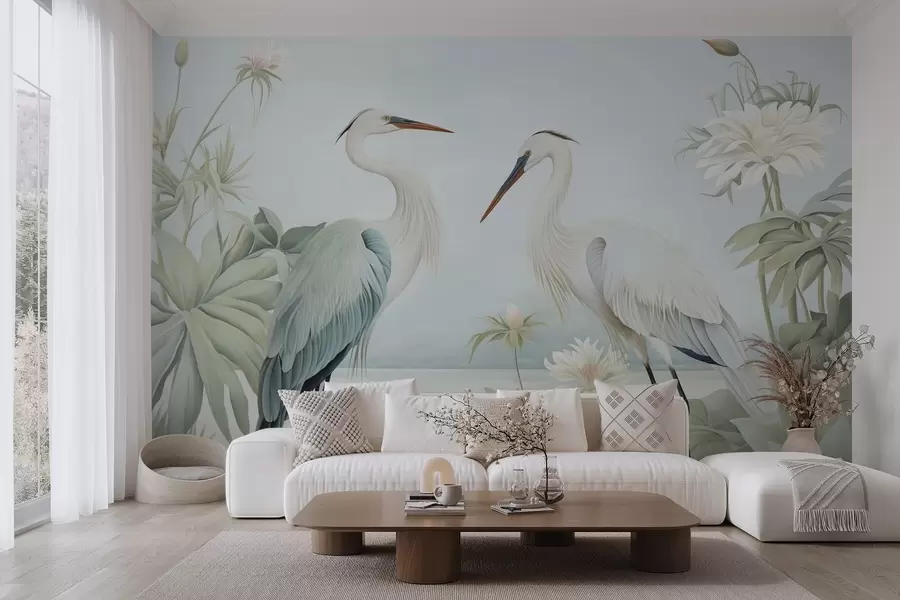 wall murals Herons by the pond w04538
