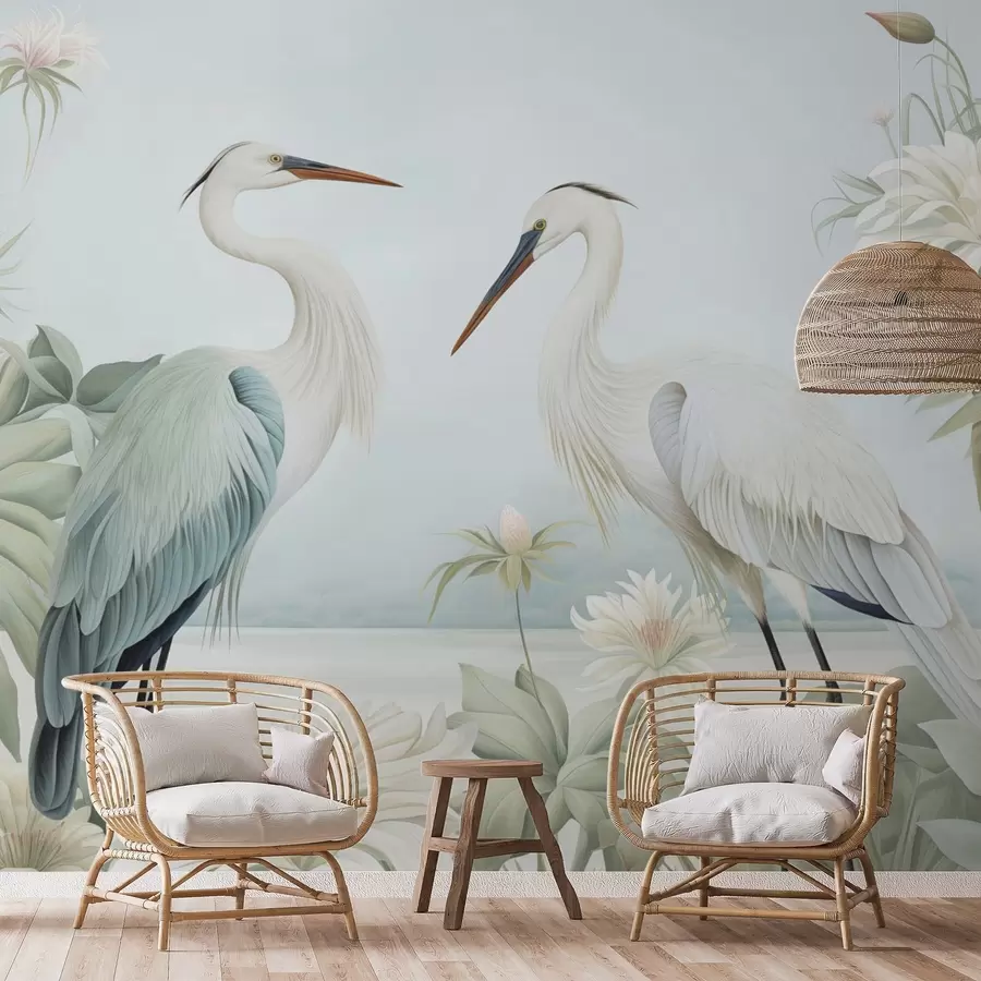 wall murals Herons by the pond w04538