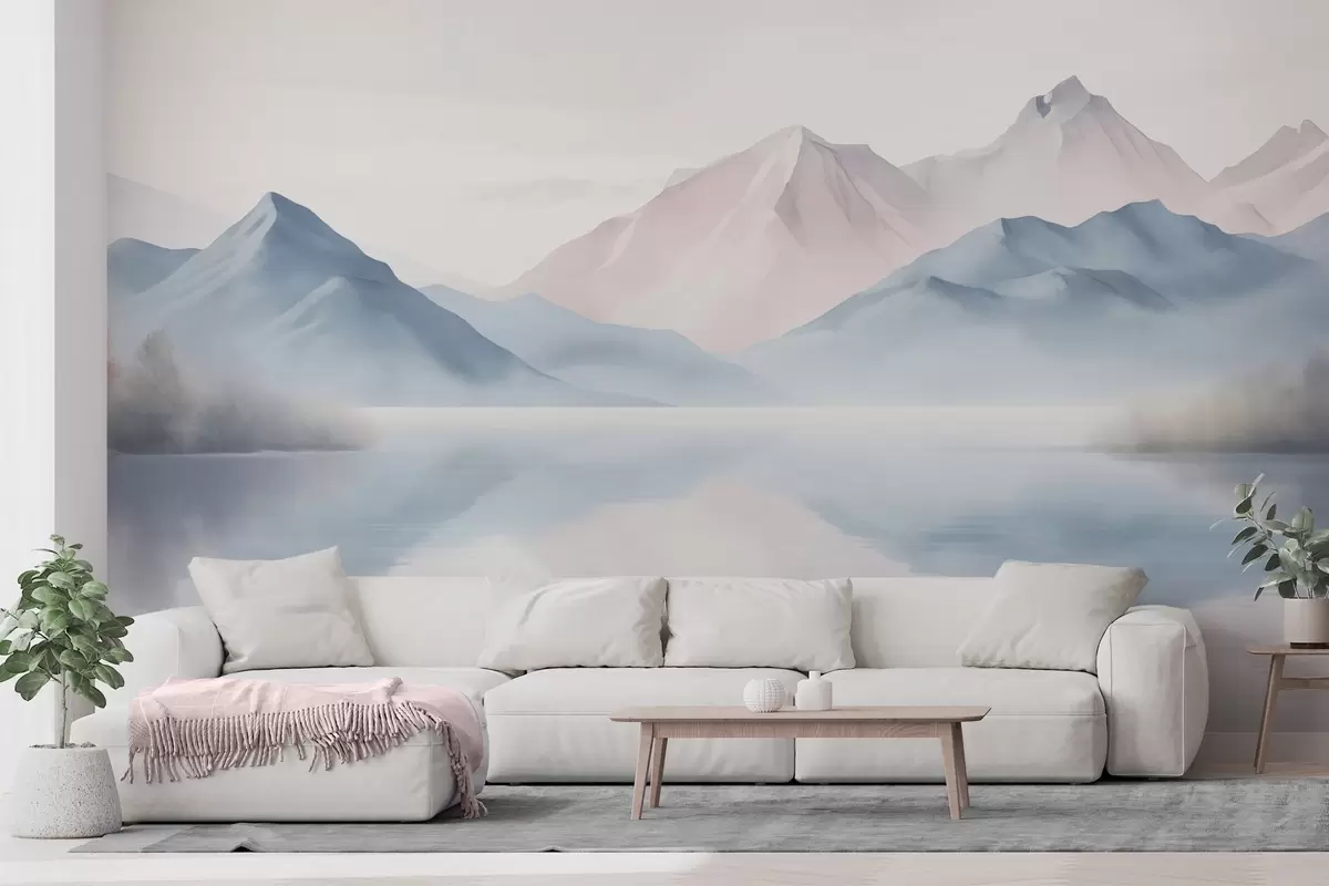 wall murals Lake near the mountains w04593