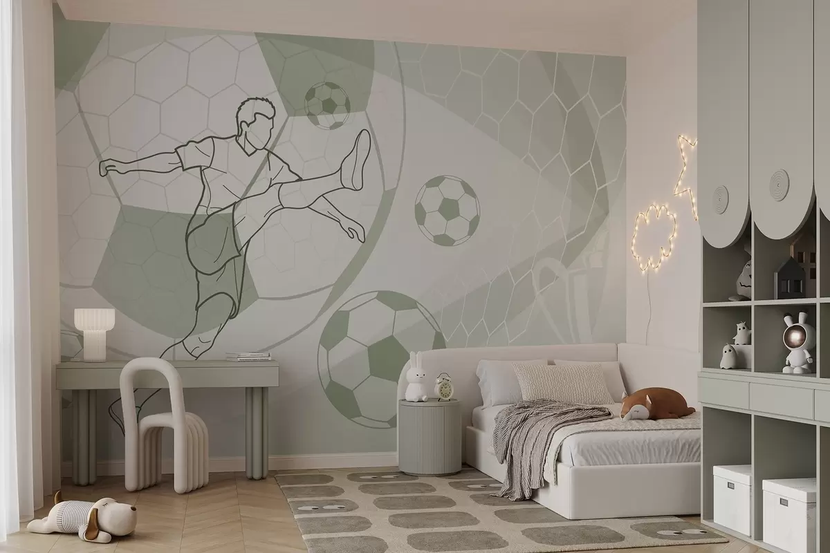 wall murals Soccer player and balls w04601v2