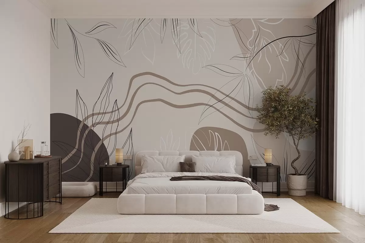 wall murals Abstract with leaves w04604