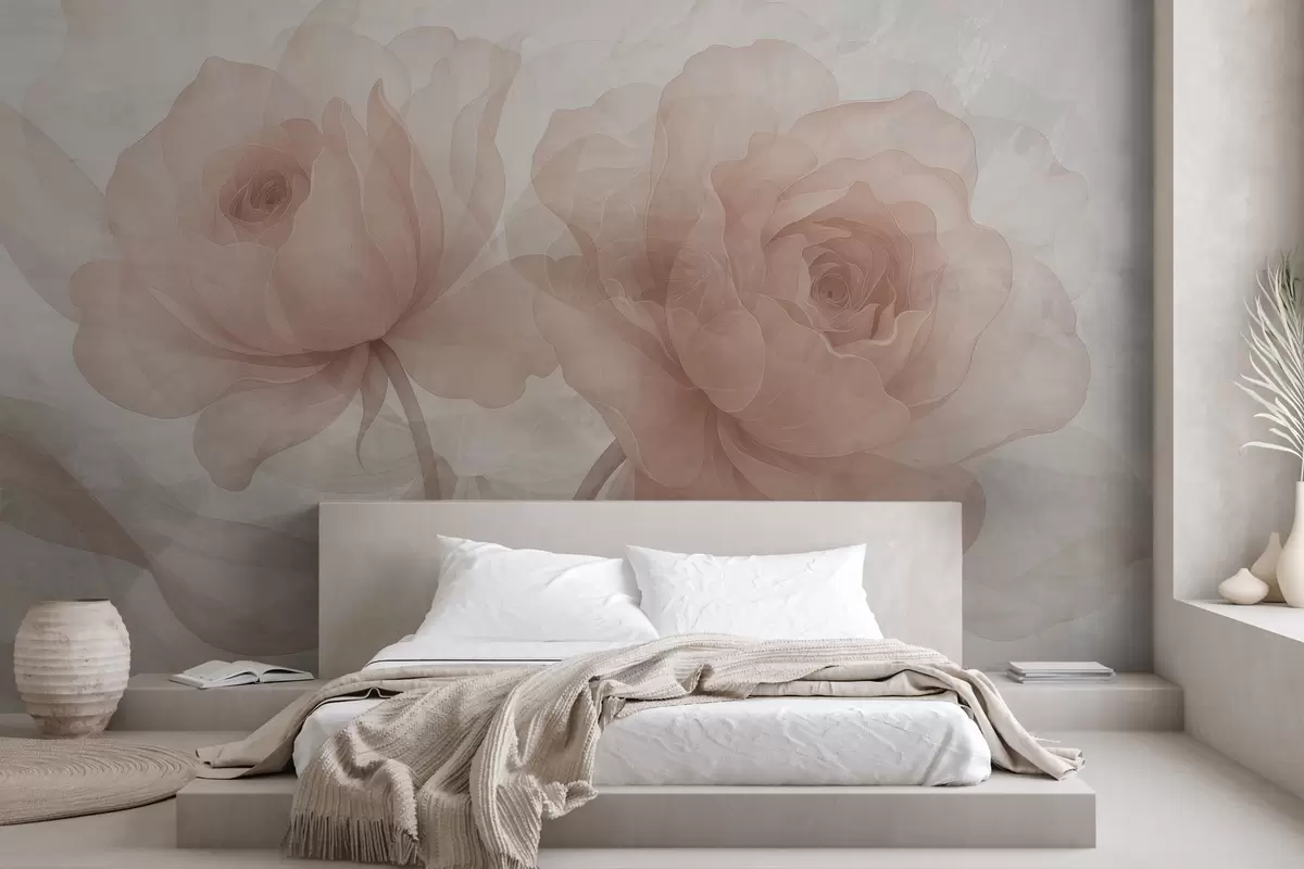 wall murals Roses through concrete w04570