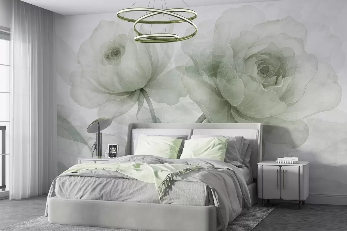 wall murals Roses through concrete w04570v1