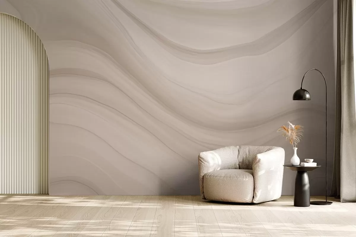 wall murals Light beige abstraction with soft waves w04257