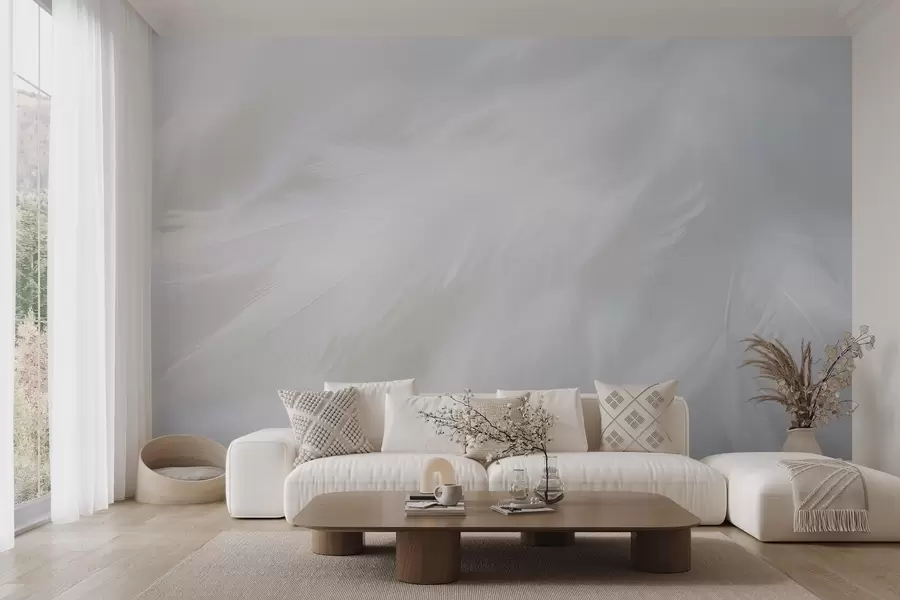 wall murals Soft white feathers, light texture w04442