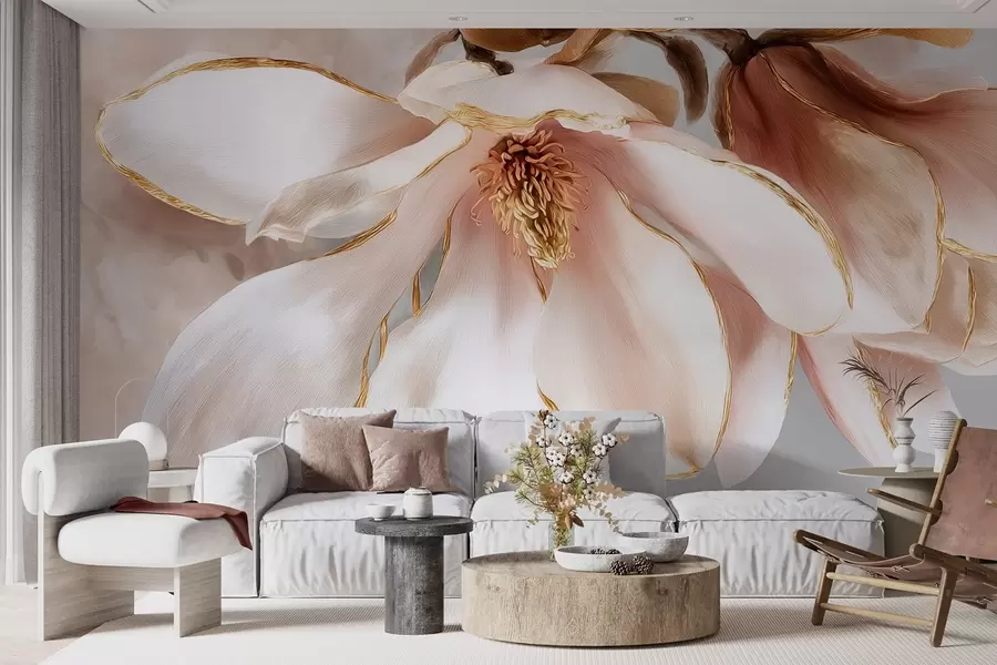 wall murals Blooming magnolia in pastel tones w09387