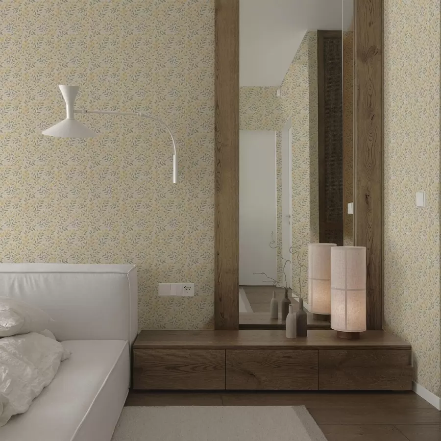 wall murals Watercolor yellow flowers on a light background a00570