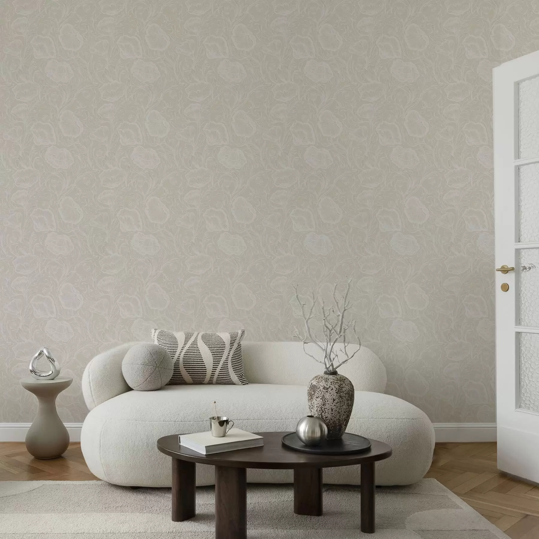 wall murals Line-art poppies on a cream background a00572