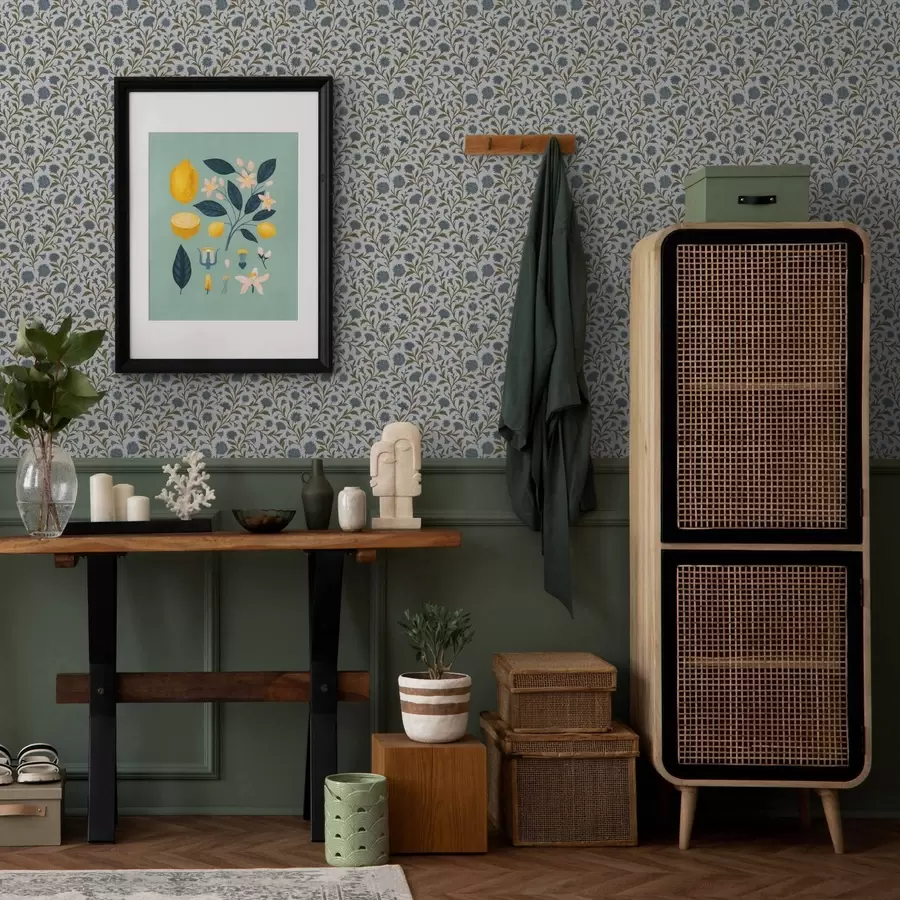 wall murals Cornflowers and shoots on a white background a00588v1