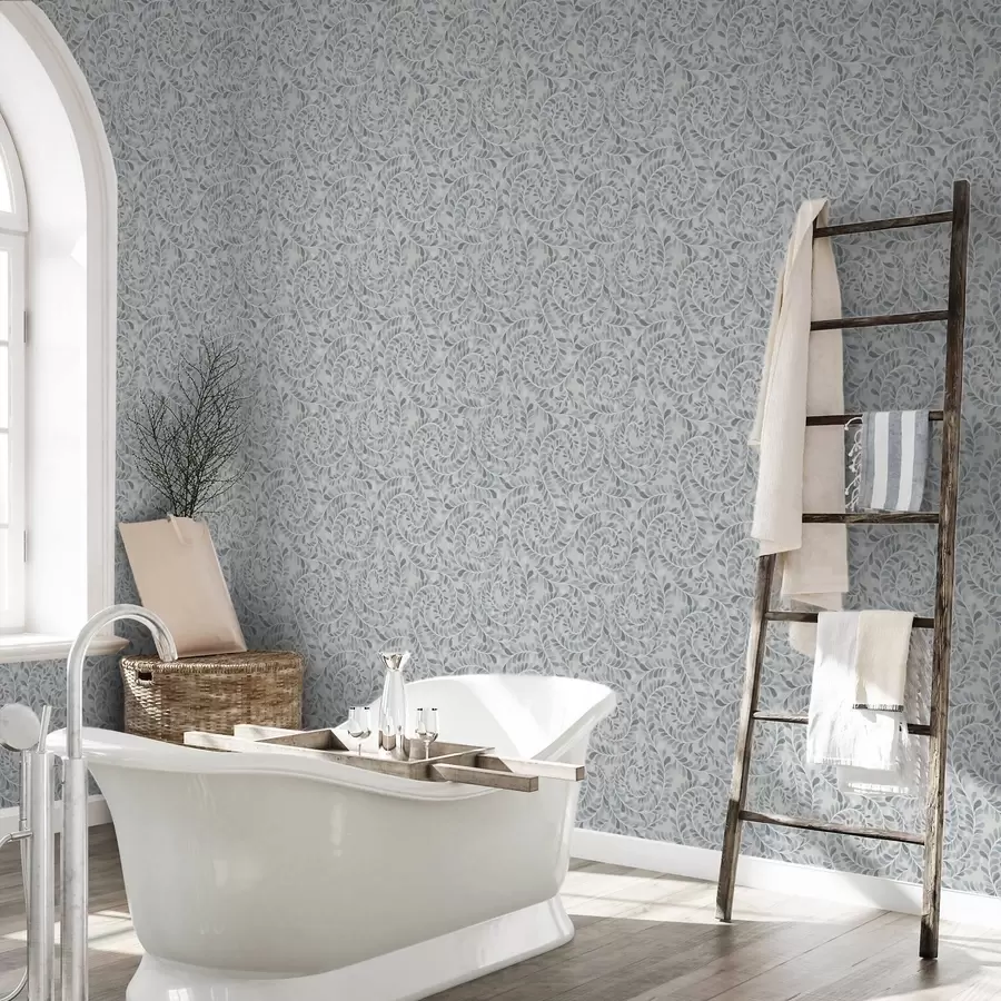 wall murals Spiral leaves in a blue-gray-green palette a00602