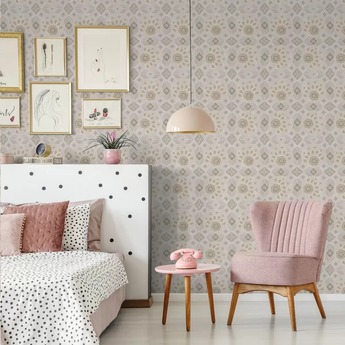 Wallpaper Geometric mosaic pattern in warm beiges a00606