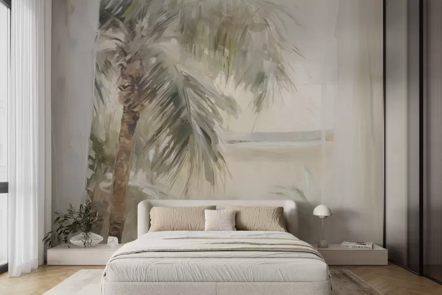 wall murals Palm tree outside the window w04653