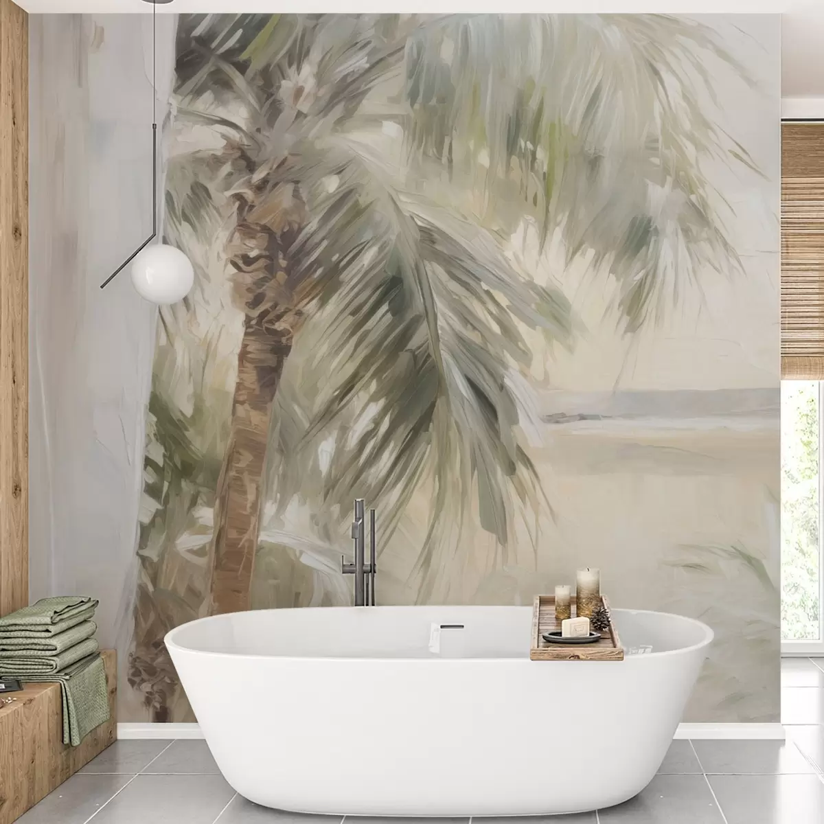 wall murals Palm tree outside the window w04653