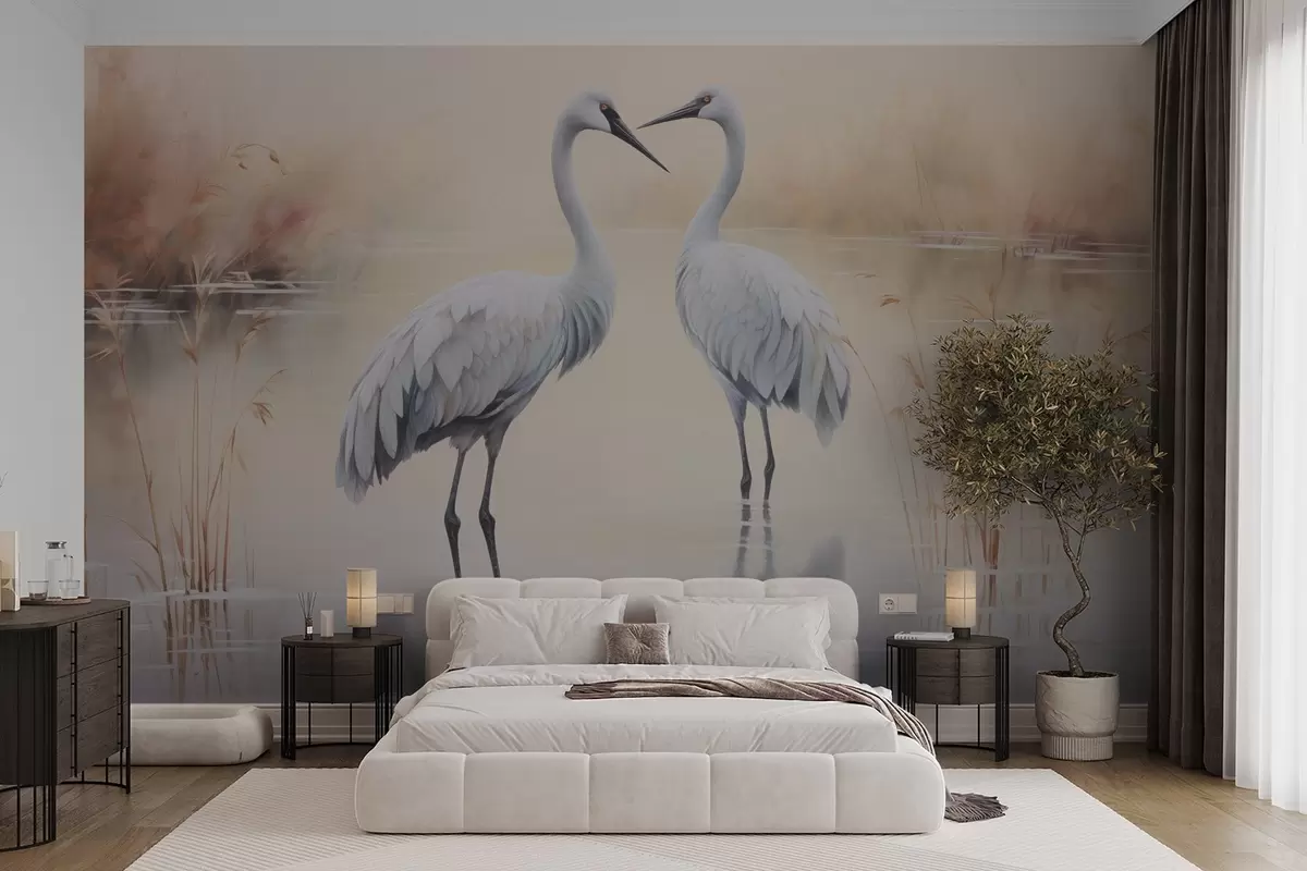 wall murals Herons by the pond w04654