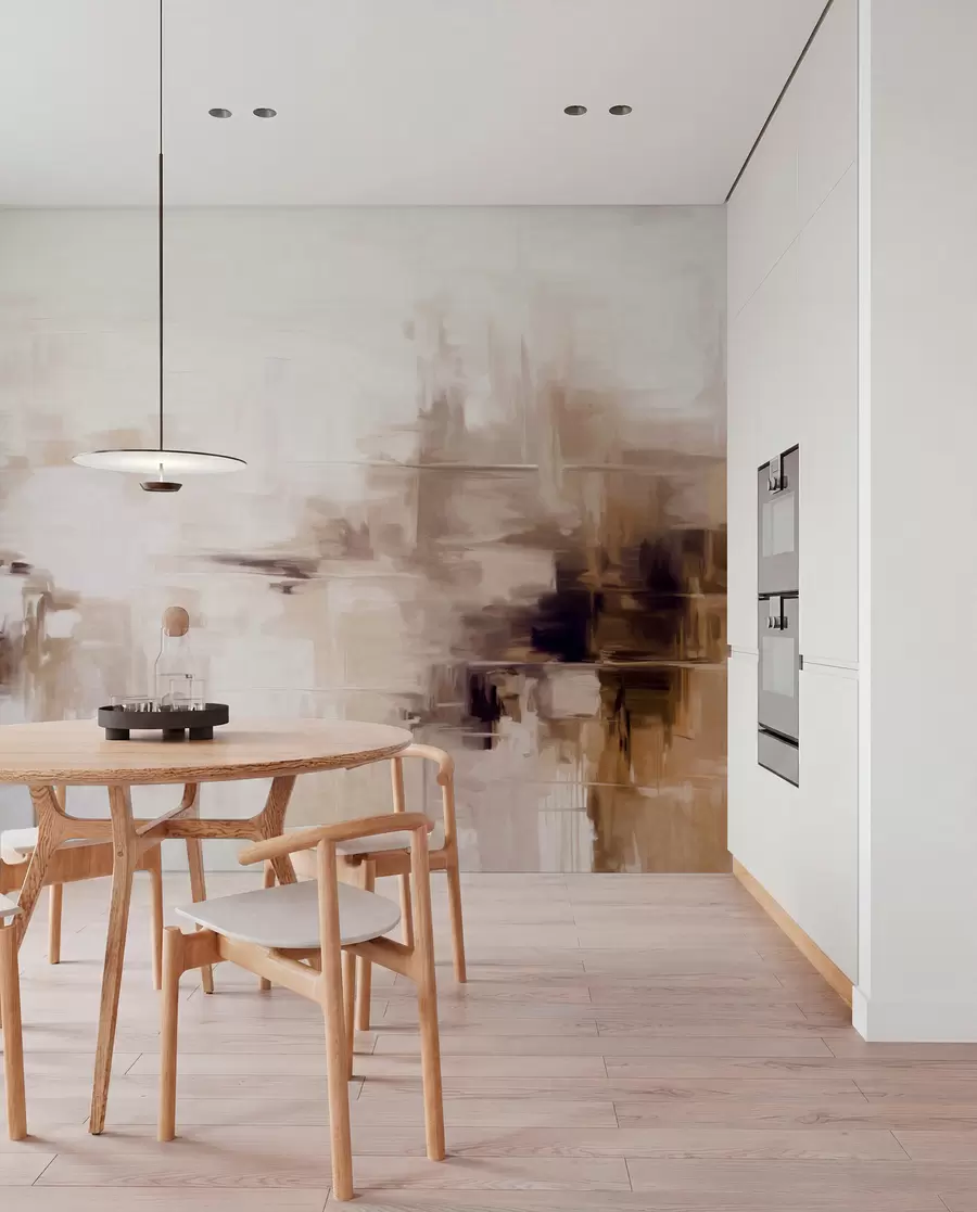 wall murals Abstract textured landscape painting imitation with brown and white brushstrokes, modern style w09422v1