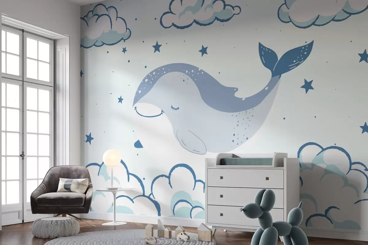 wall murals Dreaming Whale w04638