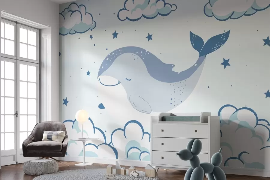 wall murals Dreaming Whale w04638