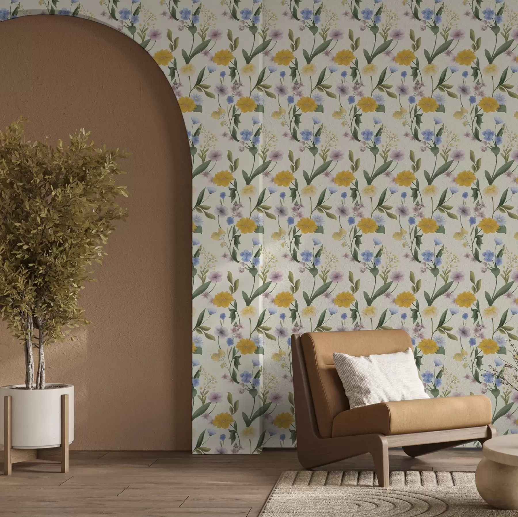 wall murals Gentle mix of wildflowers in pastel tones a00624