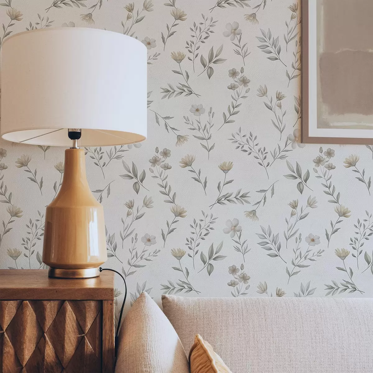 Wallpaper Small watercolor twigs and flowers on a light background a00665