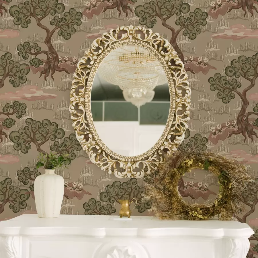 wall murals Eastern landscape with whimsical trees on a sandy background a00715