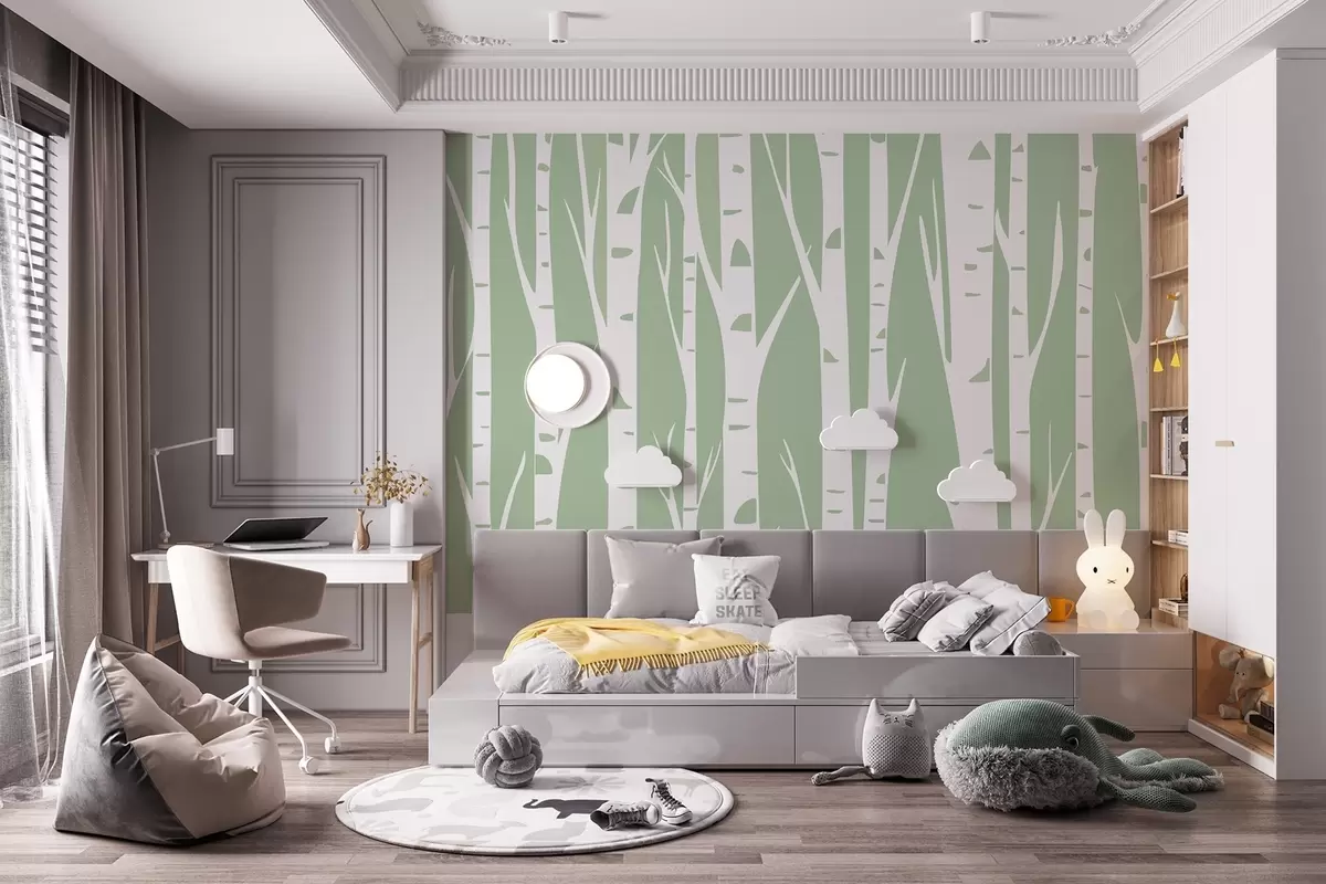 wall murals Birch forest w04658