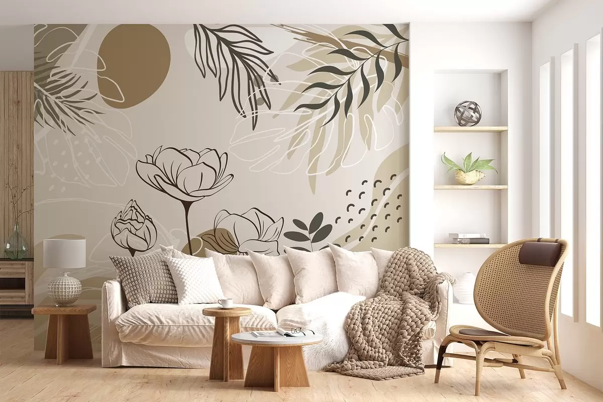 wall murals Abstract flowers and leaves w04662