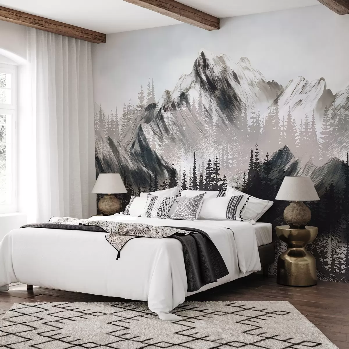 wall murals Mountains and coniferous forest w04666