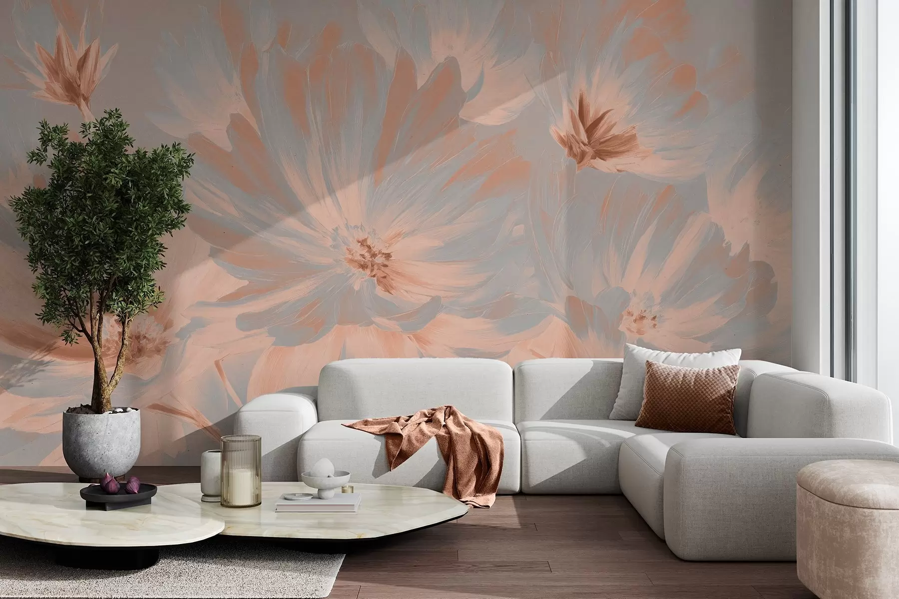 wall murals Abstract flowers w04670v1