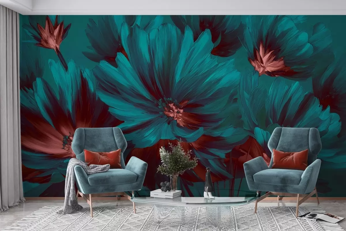 wall murals Abstract flowers w04670v3