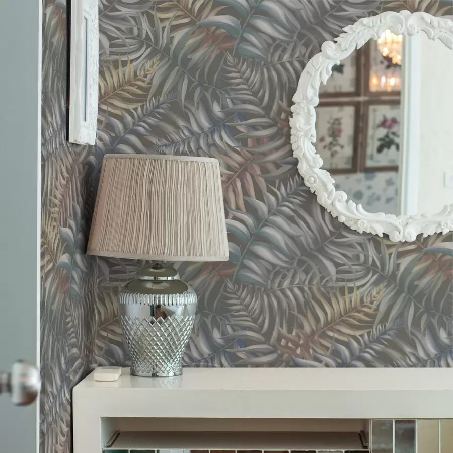 wall murals Layered palm leaves in muted tones a00789