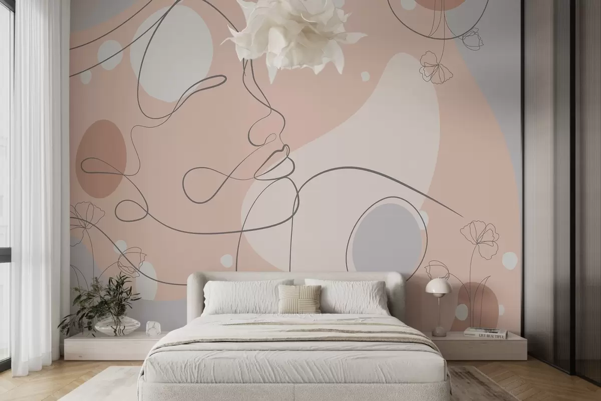 wall murals Abstract with a girl's face w04701