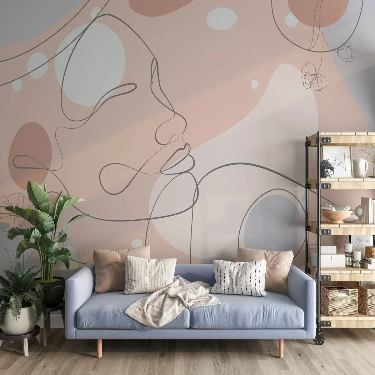 wall murals Abstract with a girl's face w04701