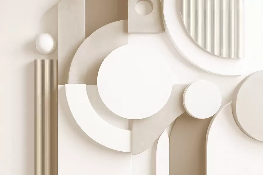 wall murals Modern volumetric abstraction in beige shades w09441v1