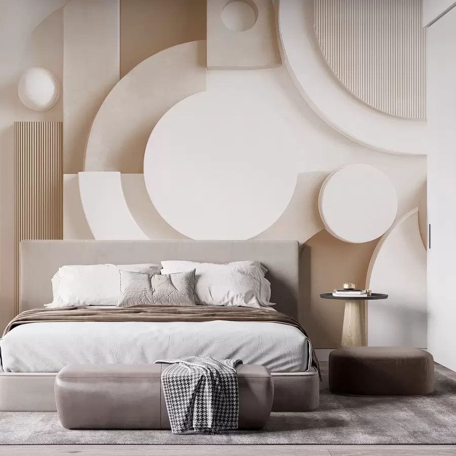 wall murals Modern volumetric abstraction in beige shades w09441v1
