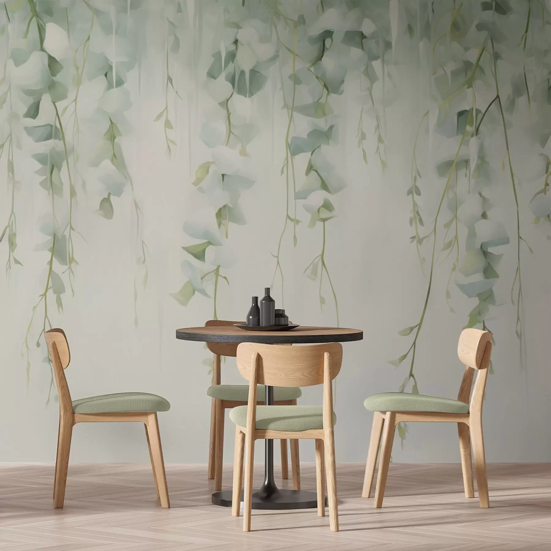 wall murals Hanging branches with leaves w04722