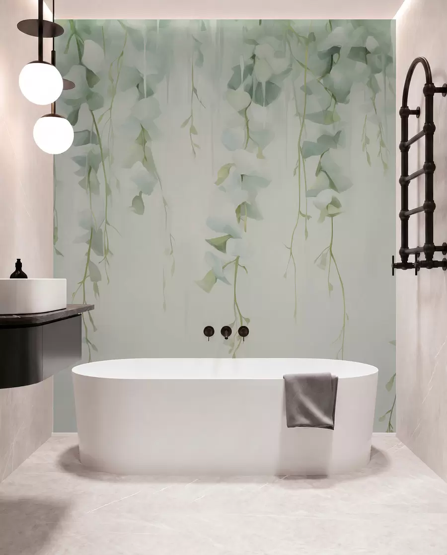 wall murals Hanging branches with leaves w04722
