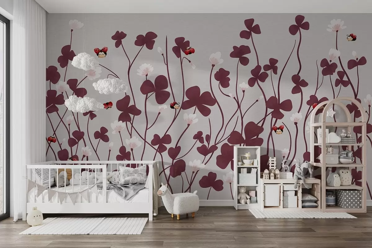 wall murals Painted meadow clover w04677v1