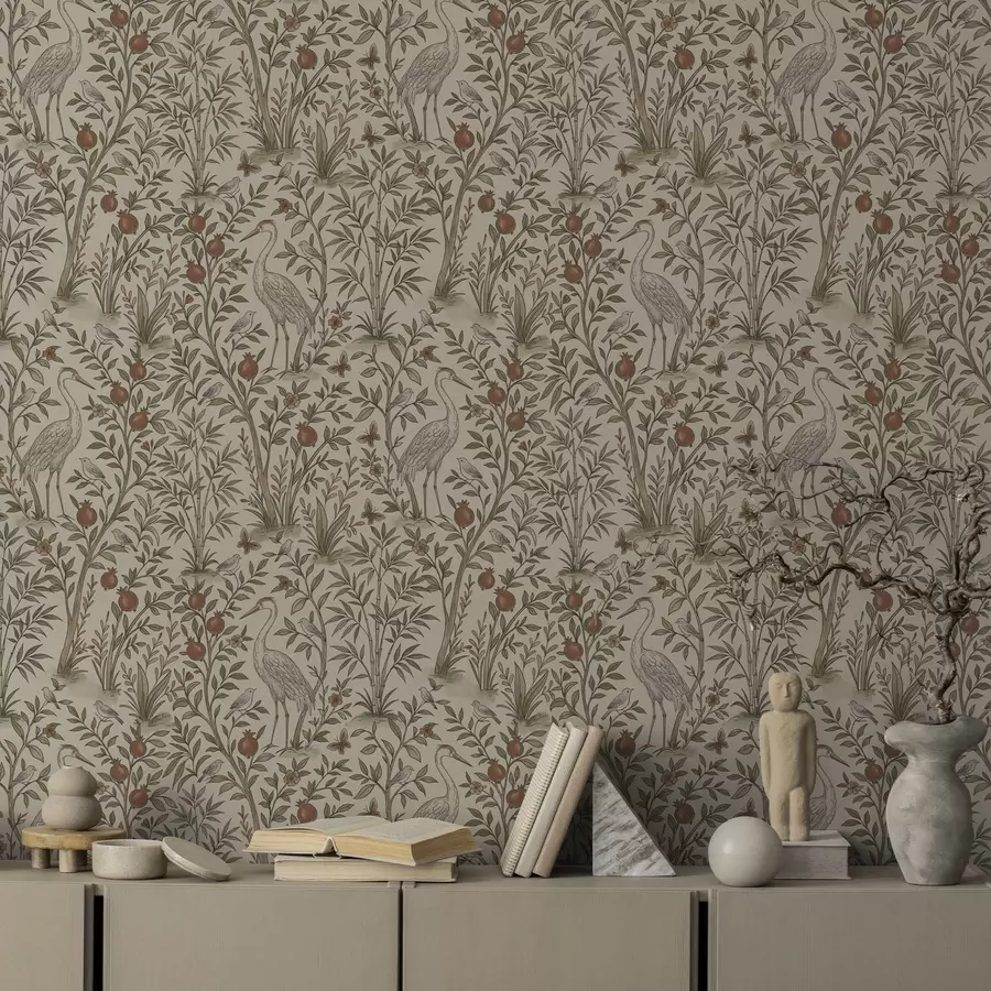 wall murals Birds among pomegranate trees in a natural setting a00699