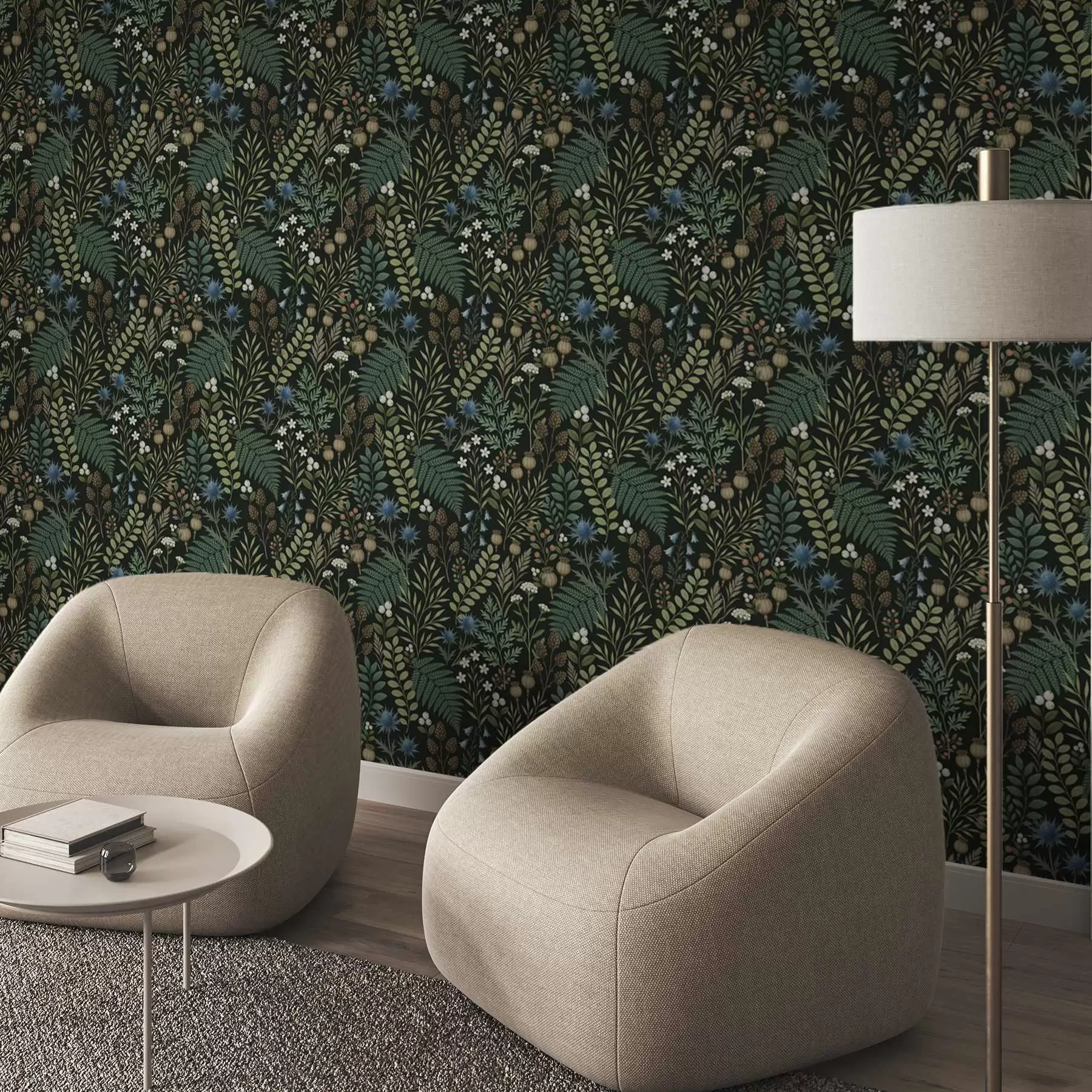 wall murals Field grasses, berries, and seeds on a dark background a00706