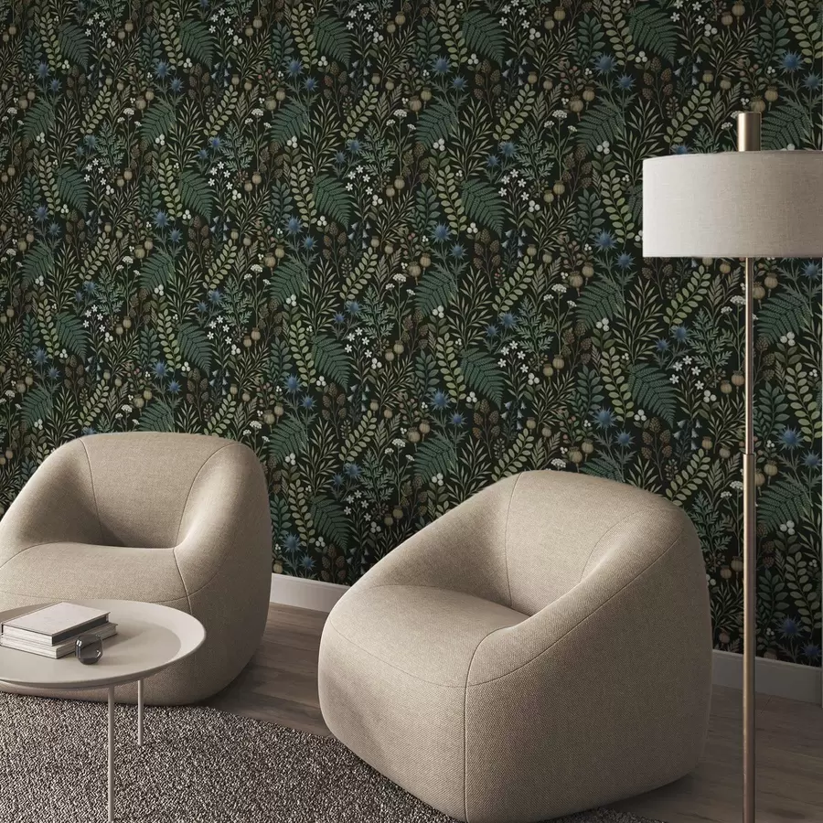 wall murals Field grasses, berries, and seeds on a dark background a00706