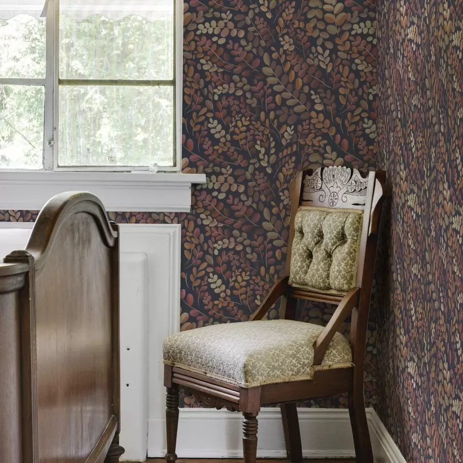 wall murals Autumn leaves in warm orange-pink tones a00799v2