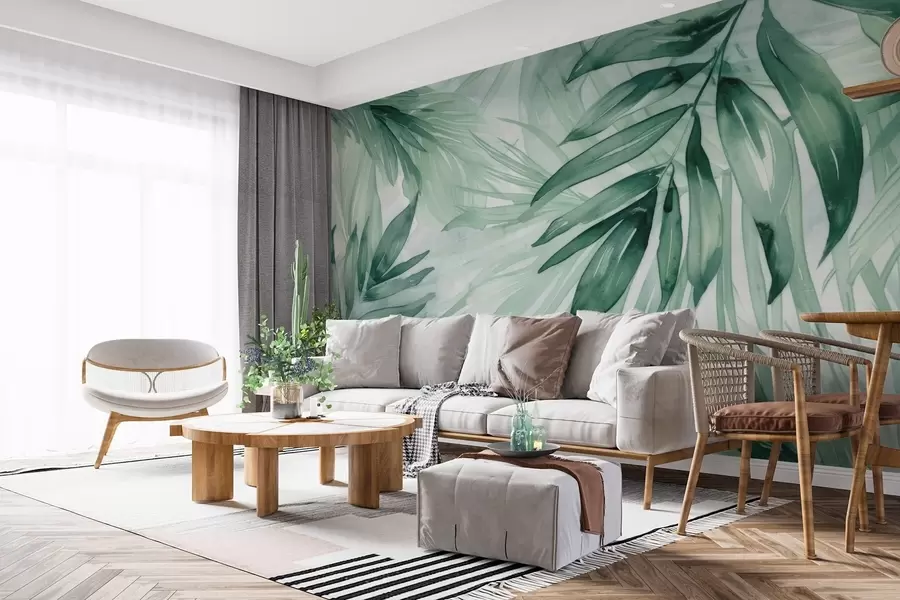 wall murals Fern leaves watercolour w04694
