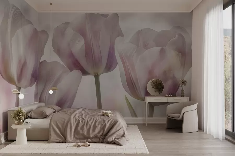 wall murals Tulips in soft colours w04700