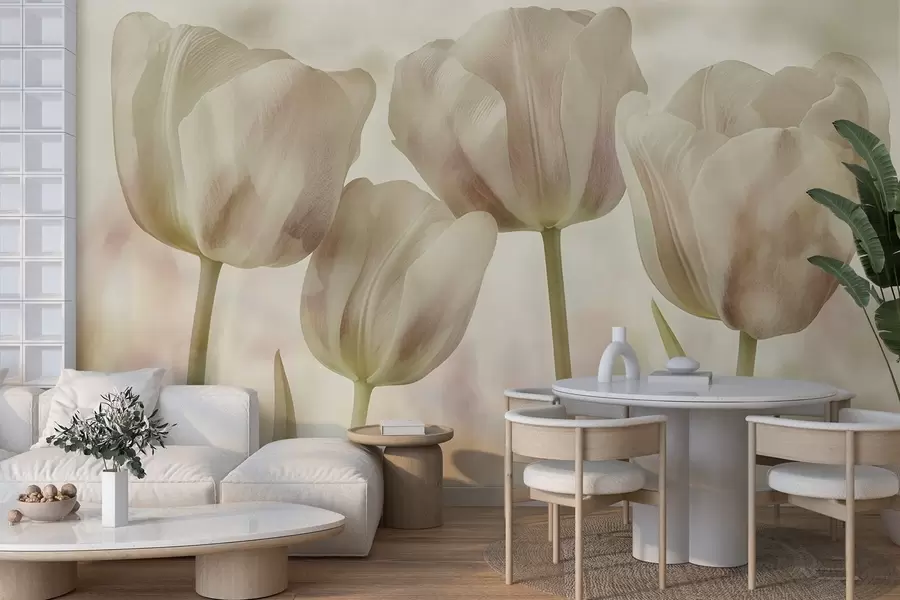 wall murals Tulips in soft colours w04700v1