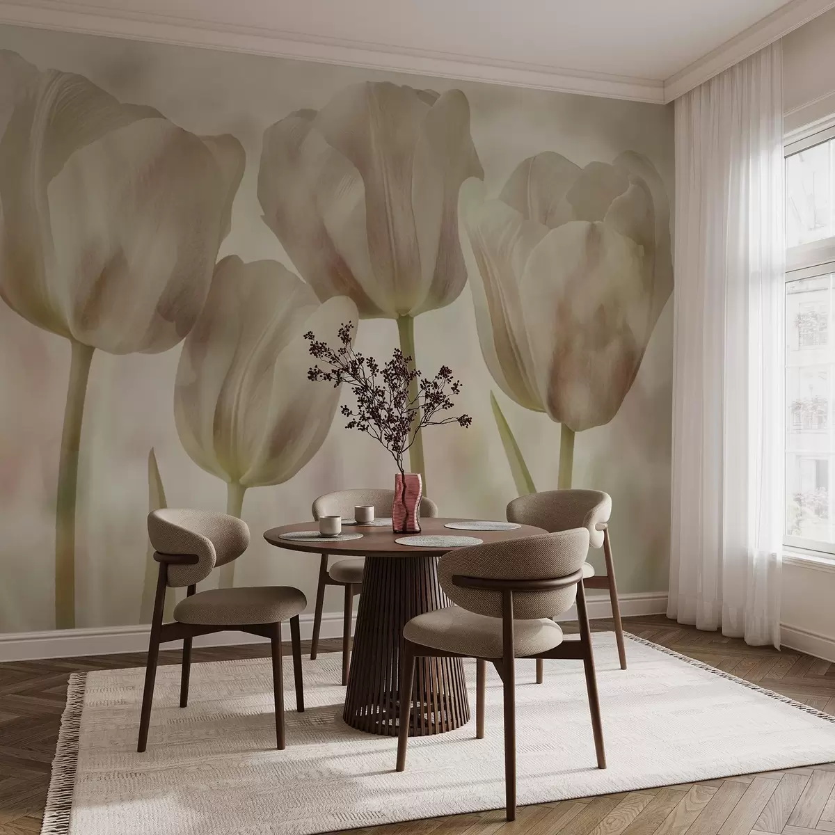 wall murals Tulips in soft colours w04700v1