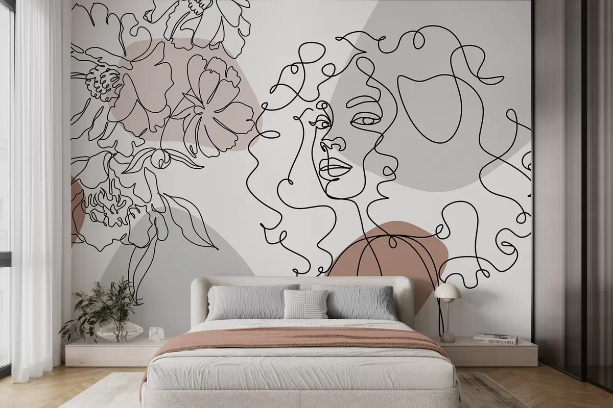 wall murals Girl in lines w04724